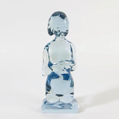Zwei Glasskulpturen weibliche Akte, Ermanno Nason für Cenedese, Murano, farbloses bzw. hellblau getöntes Glas, H. 28 cm
