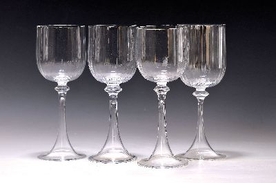 12 Weingläser, Corelli für Cenedese, Murano, dünnwandiges optisch geblasenes Glas, H. ca. 19cm