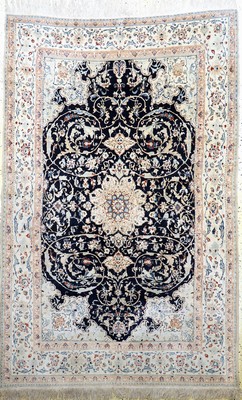 Nain fein"Tudeschk", Persien, Anfang 20.Jhd, Korkwolle mit Seide, ca. 240 x 160 cm,ca. 1,0 Mio. Kn/qm, EHZ: 2-3