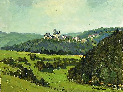 Paul Cremer, 1923-2002, Blick auf Hellenthal/Eifel, Gouache auf Papier, rechts unten sign., ca. 42x55cm, u.Gl., R. ca. 47x60 cm