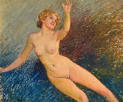 Hans Deiters, 1868 Düsseldorf-1922 München, weiblicher Akt, Mischechnik auf Malkarton, verso Nachlaßstempel, ca. 47x57cm, u.Gl., R. ca. 56x66cm
