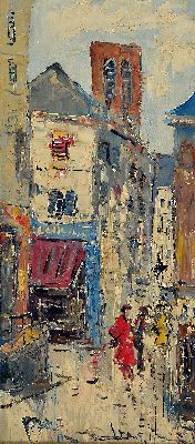 Walter Prescher van Ed, 1916 Dresden-1988 Ottendorf, Ansicht aus Paris, Öl/LWd, rechts unten sign., ca. 70x32cm, R. ca. 79x 41cm