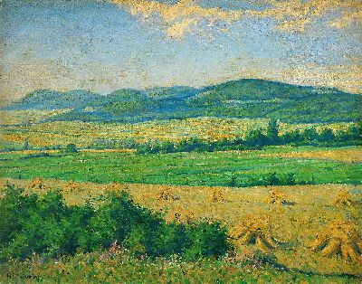 Heinrich Ohlwein, 1898 Kassel-1969, Landschaft bei Kassel, rückseitig bez.: Lange Berge, Öl/Lwd, links unten sign., rückseitig sign. und dat. ...