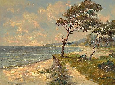 Fritz Moeller-Schlünz, 1900 Schwaan/Rügen-1990Lübeck, Am Darß, rückseitig so betitelt, Öl/Lwd, rechts unten sign., ca. 60x80cm, R. ca. 70x90cm