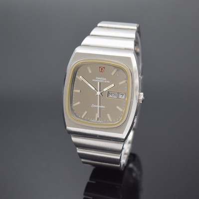 OMEGA Megaquartz 32 KHz Herrenarmbanduhr in Stahl Referenz 196.0023, Schweiz um 1975, quarz, 4-fach verschr. Geh. inkl. orig. Gliederband m. ...