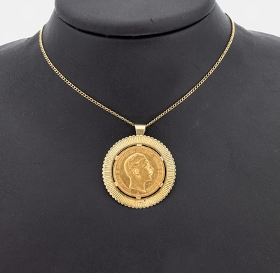 14 kt Gold Münz-Anhänger, GG 585/000, lose gefasste Goldmünze, 20 Mark, Deutsches Reich, Wilhelm II. Deutscher Kaiser König von Preußen, ...