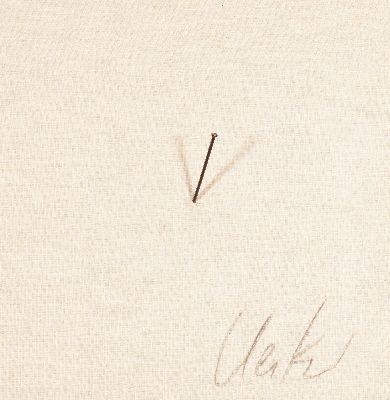 Günther Uecker, geb. 1930, Nagelobjekt: Nagel in überarbeiteter Leinenkassette, handsigniert, entstanden 1970/71, Objektmaß ca. 37.5x37.5cm, ...