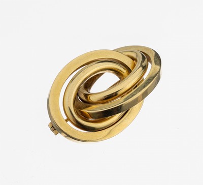 14 kt Gold Brosche, GG 585/000, ineinander verschlungene Ovale, ca. 3.8 x 2.4 cm, ca. 9.0 g