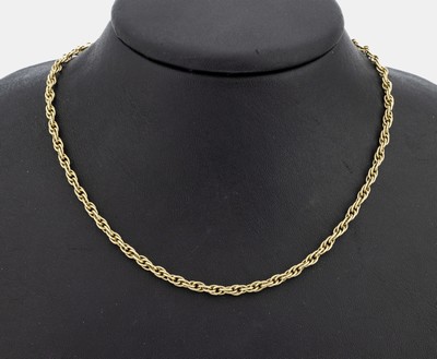 14 kt Gold Collier, GG 585/000, ineinander verschlungene Ösen, L. ca. 47 cm, Federringschließe, ca. 13.2 g