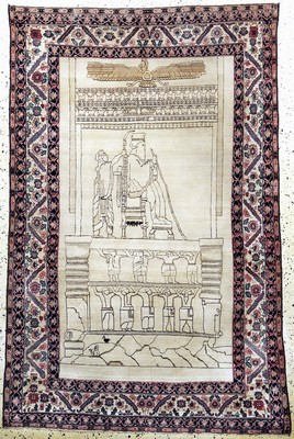 Kerman antik Persien, "Tachte-Djamshid", 19.Jhd, Wolle auf Baumwolle, ca. 195 x 132 cm,EHZ: 3, (kleine restaurierungen)