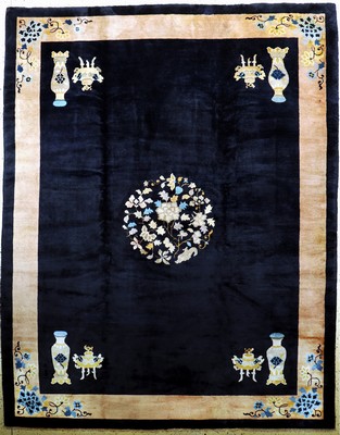Peking fein antik, China, um 1900, Wolle auf Baumwolle, ca. 353 x 278 cm, fachkundig gereinigt, EHZ: 2