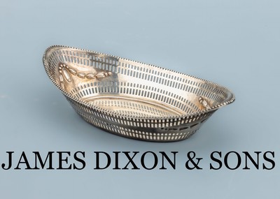 Anbietschale, Sheffield 1896, 925er Silber,oval mit hoch gezogenem durchbrochenem Rand, Girlanden, ca. 18.5 x 9.5 cm, ca. 118.5 g, Hersteller JAMES ...