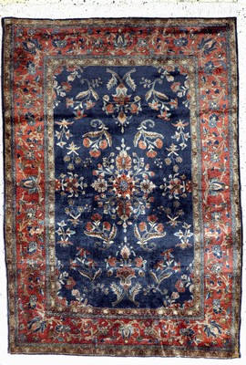 Us Re-Import Sarogh antik, Persien, um 1900, Manchester-Korkwolle, ca. 146 x 103 cm, verfärbt, EHZ: 2(Fransen erneuert).