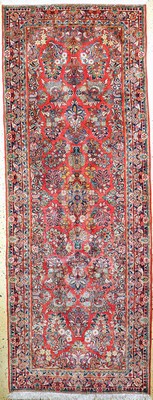 Sarogh US Re-Import, Persien, Anfang 20.Jhd, Wolle auf Baumwolle, ca. 356 x 133 cm,EHZ: 2, Fransen erneuert, Fleck, Morsch