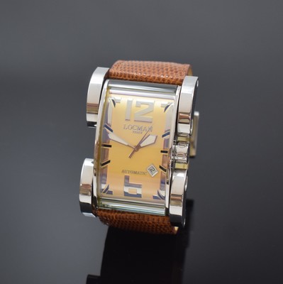 LOCMAN Italy Herrenarmbanduhr Latin Lover Reference 500, Italien / Schweiz um 2015, Automatik, großes rechteck. Edelstahlgeh. m. beweglichen ...