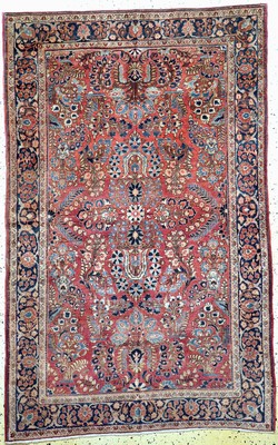 Us Re-Import Sarogh, Persien, Anfang 20.Jhd, Wolle auf Baumwolle, ca. 204 x 132 cm,EHZ: 2, (kleiner Mottenfrass).