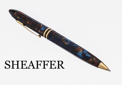 SHEAFFER Kugelschreiber Special Edition, Balance, white dot, braun-blauer Edelharz, Monturen vergoldet, neuwertig, orig. Etui