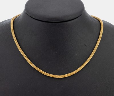 18 kt Gold Collier, GG 750/000, ca. 10.0 g,L. ca. 44 cm, Karabinerschließe