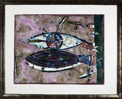 Bernd Kastenholz, geb. 1949 Speyer, Tag- und Nachtauge, Gouache auf Papier, sign., dat. 74, betitelt, ca. 56x44cm, PP, u.Gl., R. ca. 77x63cm