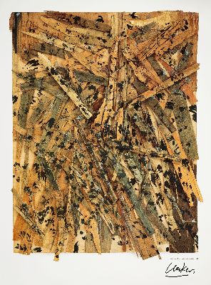 Günther Uecker, geb. 1930, Ausstellungsplakat mit Gefälligkeitsignatur inschwarz, Plakat zu Ausstellung "Die achtziger Jahre" im ...