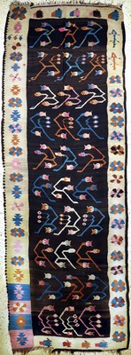 Bessarabien Kelim antik, Balkan, um 1900, Wolle auf Wolle, ca. 400 x 140 cm, EHZ: 4