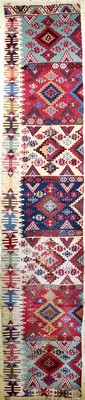 Konya Kelim(1 Bahn), Türkei, 19.Jhd, Wolle auf Wolle, ca. 400 x 82 cm, EHZ: 3-4