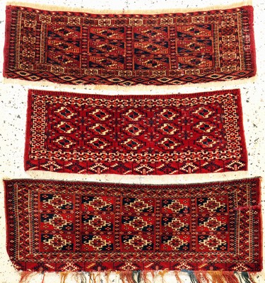 Konvolut 3 Torba antik, Turkmenistan, 19.Jhd, Wolle auf Wolle, ca. 90 x 35 cm, EHZ: 3-4