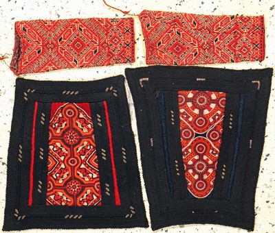 Konvolut 4 Stickereien (Armstulpen), Uzbekistan, Anfang 20.Jhd, Wolle auf Wolle, ca. 38 x 36cm, EHZ: 2