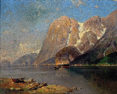 G. Koschewa, Maler der 1. Hälfte des 20. Jh., Blick in den Stavanger Fjord, Öl/Lwd, rechts unten sign., ca. 40x50cm, R. ca. 49x59cm