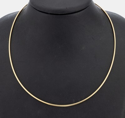14 kt Gold Collier, GG 585/000, L. ca. 43.5cm, Karabinerschließe GG 750/000, ca. 11.6 g