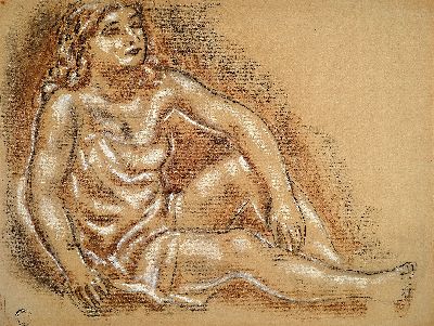 Leo Leendert Gestel, 1881 Woerden-1941 Hilversum, Zeichnung, Kohle und Kreide auf Bütten, sitzender weiblicher Akt, 1930er-Jahre, recto und verso ...