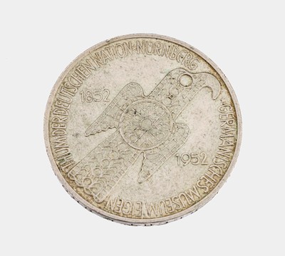 Silbermünze 5 Mark, Deutschland, 1952, Germanisches Museum Nürnberg