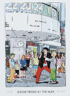 Eric Rob, 1954-2013, "Clever tricks at the Alex", 3D-Konstruktion, sign., dat. 2008, num. 105/125, unter Glas gerhamt, gesamt ca. 42x42 cm