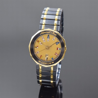 CORUM Herrenarmbanduhr Admiral´s Cup Referenz 99.810.31 V552, Schweiz 1990er Jahre, quarz, gebl. Edelstahlgeh. inkl. orig. Gliederband m. dopp. ...