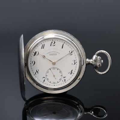 UHRENFABRIK UNION Glashütte/Sa. seltene Tula- Silber Herrensavonette, Deutschland um 1890, 3-Deckel Silbergeh., Emailzifferbl. m. arab. Zahlen, ...