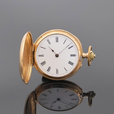 W. IVERSEN/DIMIER & Co-Nachfahren Hamburg Damensavonette in RG 750/000, Schweiz/Deutschland um 1880, glattes 3-Deckel Goldgeh. dell., Emailzifferbl. ...