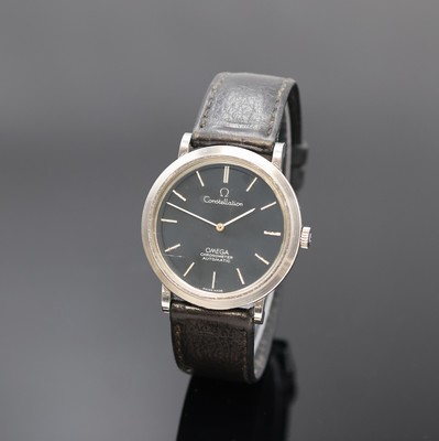 OMEGA Constellation Armbanduhr Referenz 157. 0001 in Stahl, Schweiz um 1968, Automatik, flaches, 3-tlg. Geh., Boden m. Sternwarten- Symbol u. ...