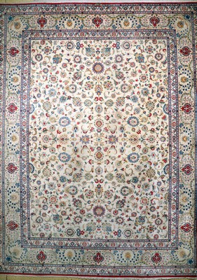 Keschan , Persien, Wolle auf Baumwolle, ca.410 x 318 cm, EHZ: 2-3, verschmutzt, verblasst
