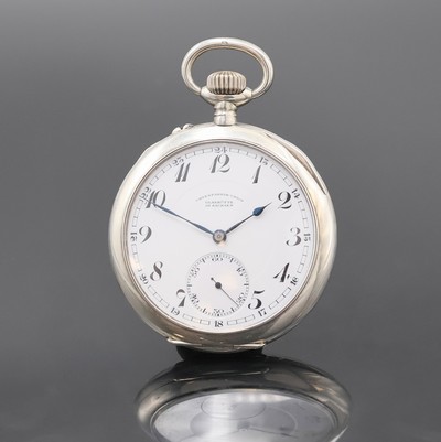 UHRENFABRIK UNION Glashütte offene Silber- taschenuhr in 1C-Qualität, Deutschland um 1920, glattes Geh., Silbercuvette, Emailzifferbl. m. ...
