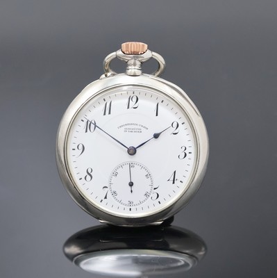 UHRENFABRIK UNION Glashütte offene Taschenuhr in Silber mit seltenem Werk, Deutschland um 1920, Geh. guill., 2-tlg. Emailzifferbl. m. ...