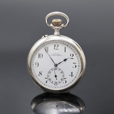 J.ASSMANN Glashütte große B-Uhr in Silber, Deutschland um 1920, guill. Geh. dell./berieben, Rückdeckel m. Monogramm, beschädigtes ...