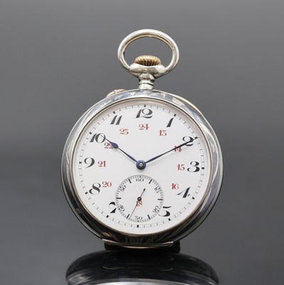 UHRMACHERSCHULE Le Locle offene Tula-Silber Taschenuhr, Schweiz um 1910, floral verz. Geh., Tula am Rand besch., 2-tlg. Rähmchen- Emailzifferbl. m. ...