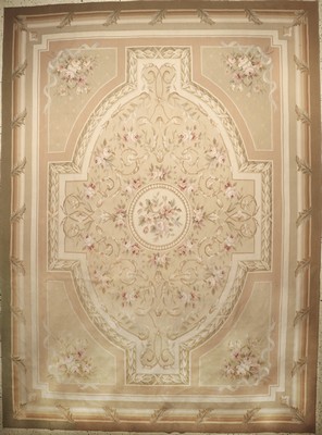 Aubusson flachgewebt, China, Ende 20.Jhd, Wolle auf Baumwolle, ca. 370 x 275 cm, Reinigungsbedürftig, EHZ: 1-2