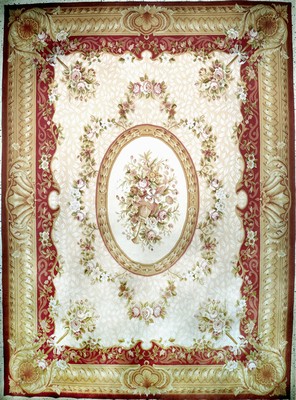 Aubusson flachgewebt, China, Ende 20.Jhd, Wolle auf Baumwolle, ca. 370 x 270 cm, Reinigungsbedürftig, EHZ: 1-2