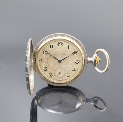 UHRMACHERSCHULE Neuchatel Herrensavonette in Tulasilber, Schweiz um 1925, Geh. l. dell., Silbercuvette, Sprungdeckel m. Monogrammspiegel, Zifferbl. ...
