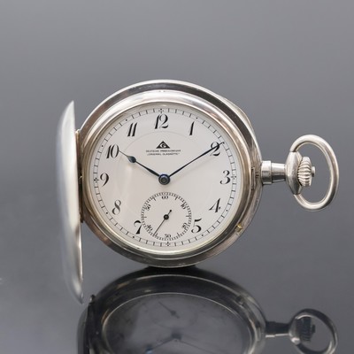 DEUTSCHE PRÄZISIONSUHR ORIGINAL GLASHÜTTE Herrensavonette in Silber, Deutschland um 1925, glattes Geh., Goldscharniere, Emailzifferbl. m. ...