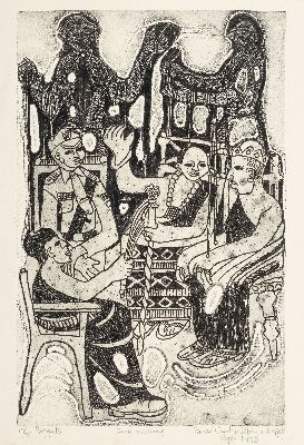 Bruce Onobrakpeya, geb. 1932, zeitgenössischernigerianischer Künstler, 2 Radierungen sog. "Deep Etchings", betitelt "Vigilance" ...