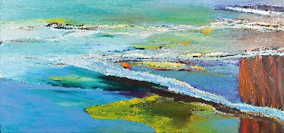 Giso Westing, geb. 1955, Strand, Öl/Lwd, rückseitig signiert und dat. 2002, ca. 95x200 cm