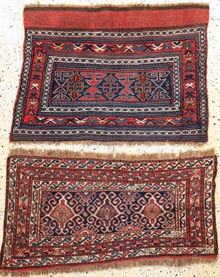 Konvolut aus 2 Schahsawan Mafraschteile, Persien, antik, um 1900, Wolle auf Wolle, ca. 105 x 70 cm, EHZ: 2-3