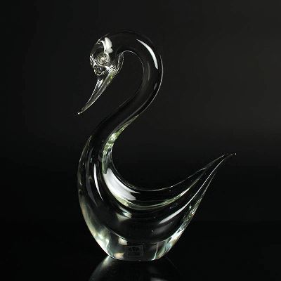 2 Glasskulpturen Vögel / Enten, Fratelli Toso,Murano, 1970er, farbloses Glas, 1x mit honigfarbener Einschmelzung, H. 34 cm